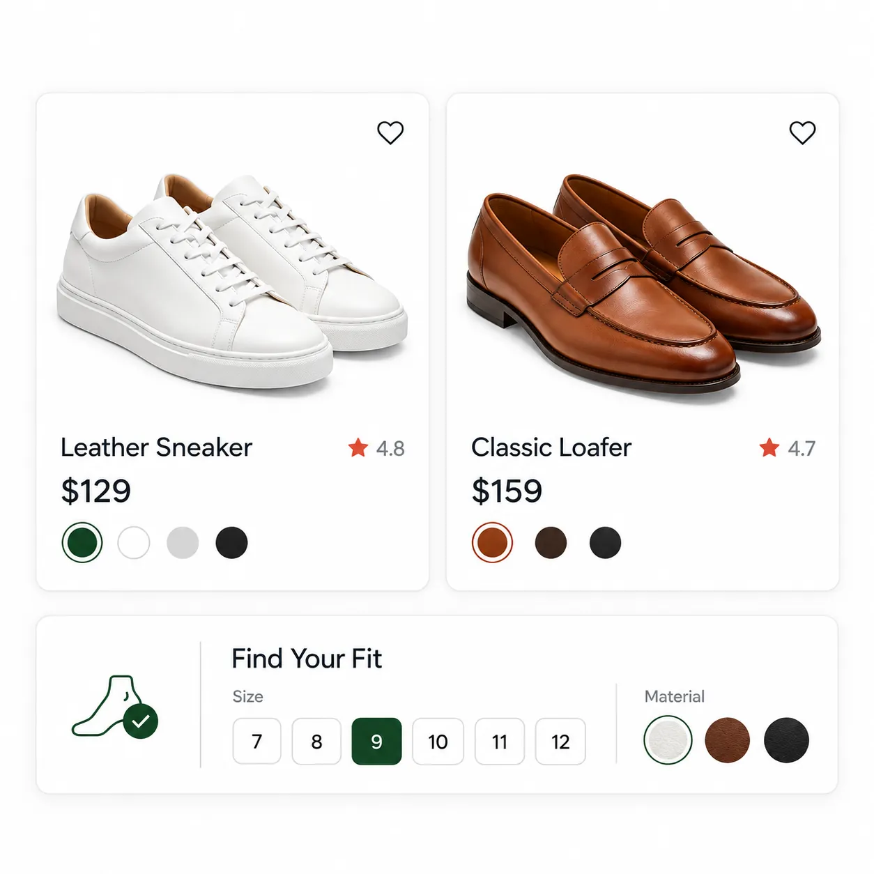 Footwear products with size, fit and use-case guidance